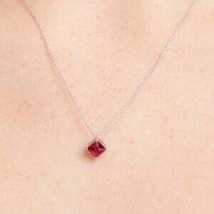 Kay Jewelers Ruby Solitaire Necklace Sterling Silver 16”